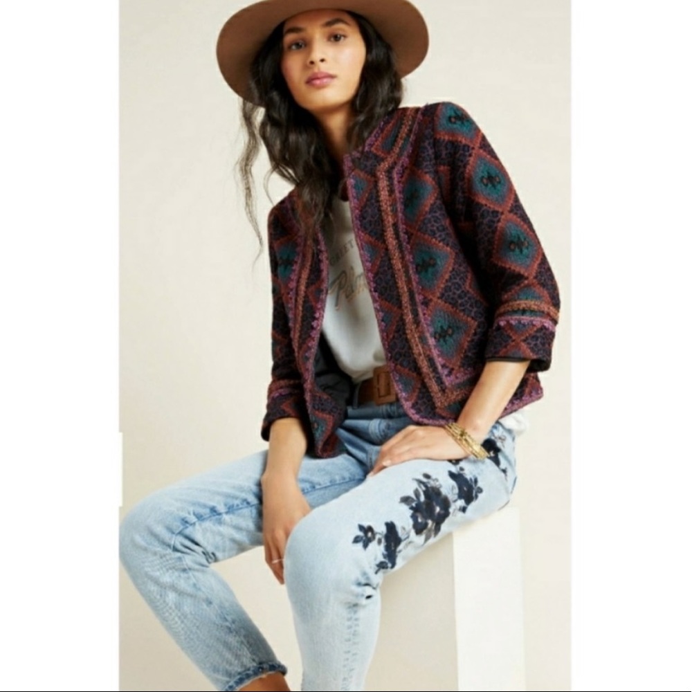 Anna Sui Anthropologie Tapestry Blazer Jacket